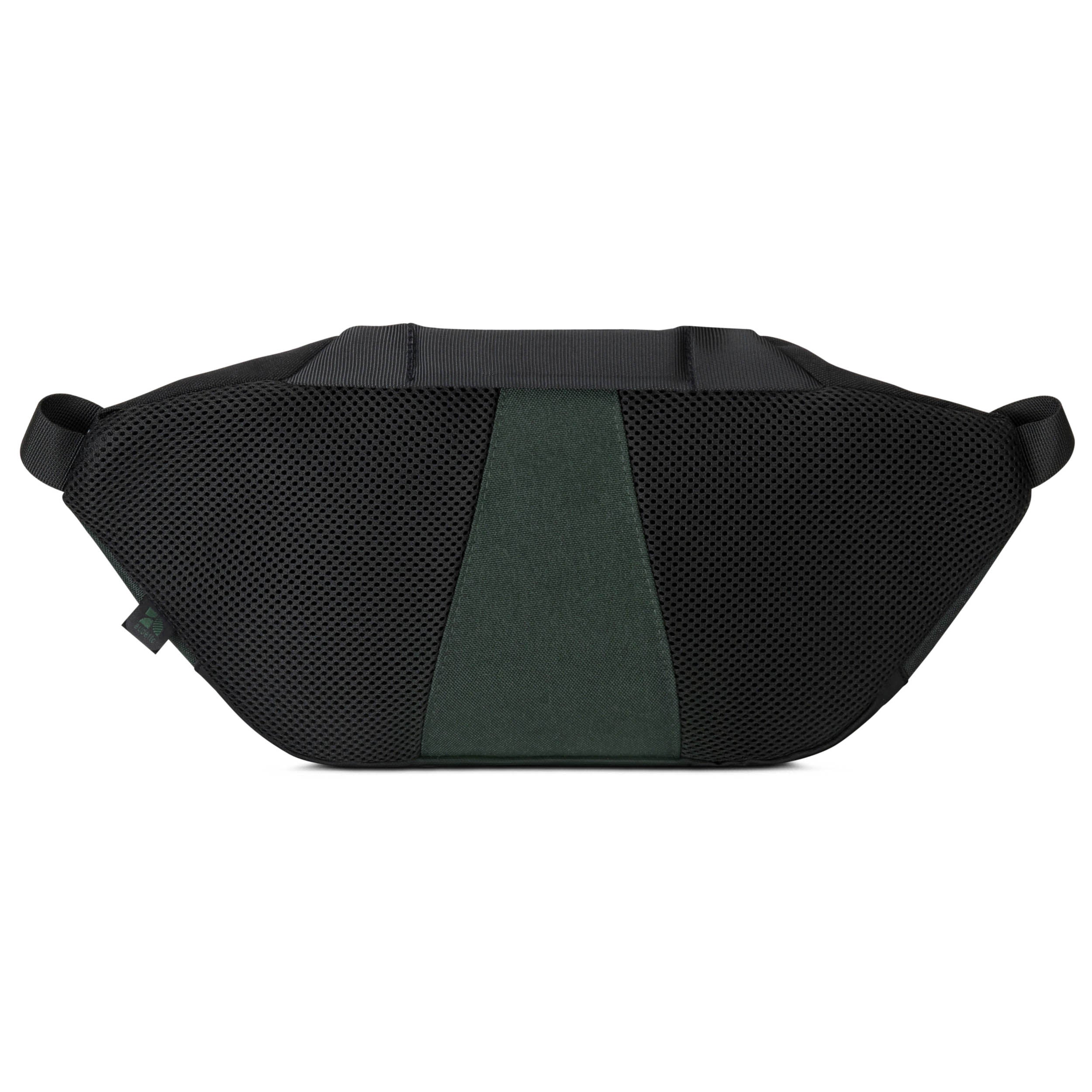 Bauchtasche DRIP in dunkelgrün und schwarz mit atmungsaktivem Mesh-Material und mittigem Stoffeinsatz