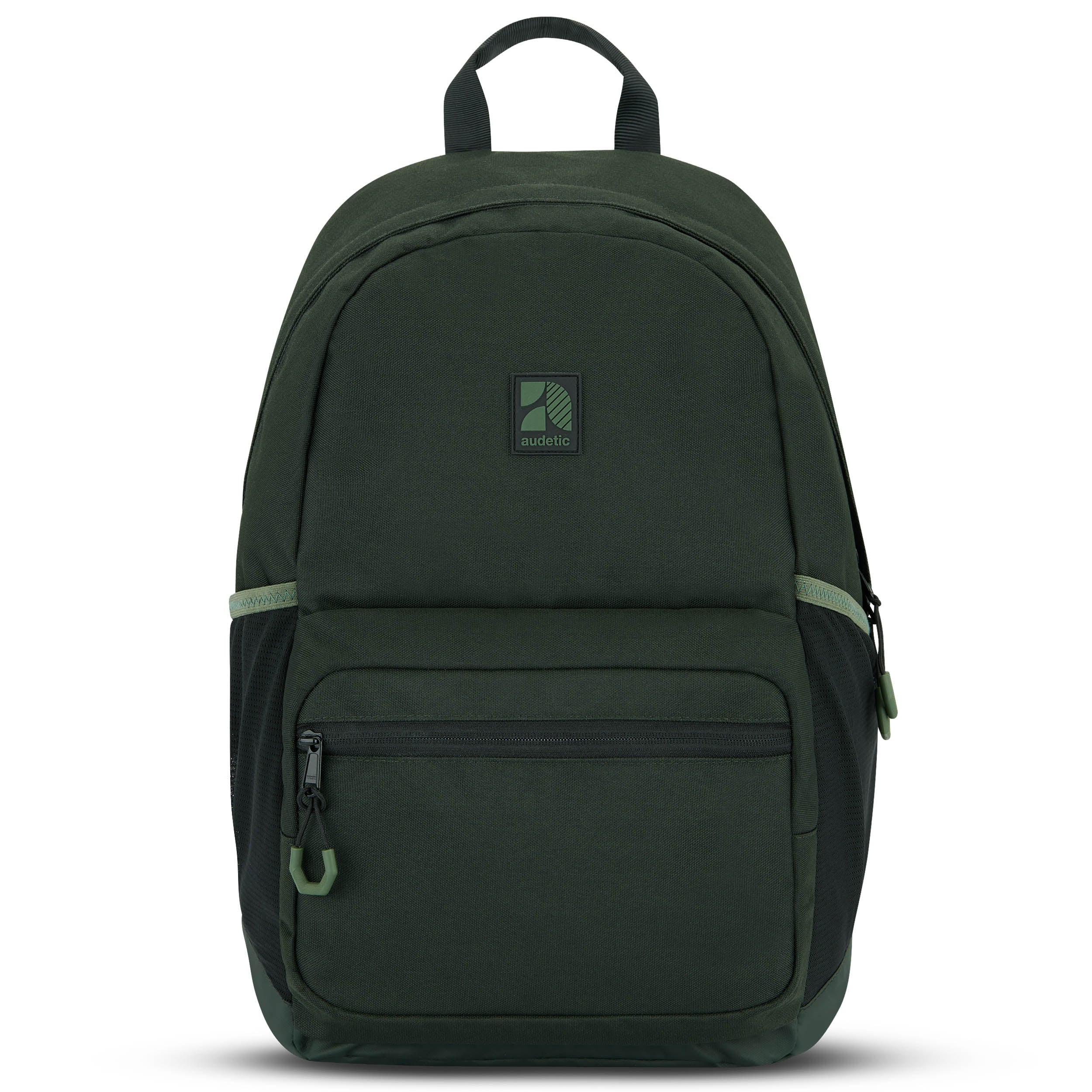 Schwarzer Schulrucksack FLEX von Audetic mit Fronttasche und Seitentaschen