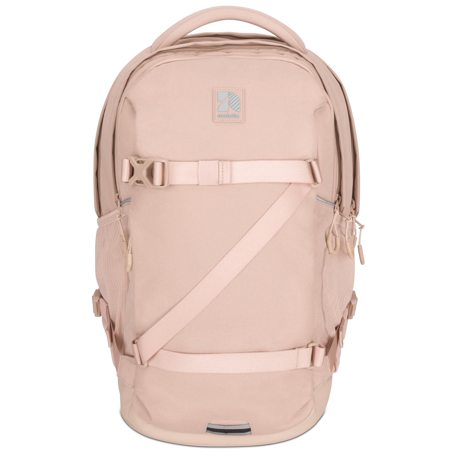 Rosafarbener Schulrucksack COSMO mit Fronttasche, verstellbaren Riemen und Grifflasche