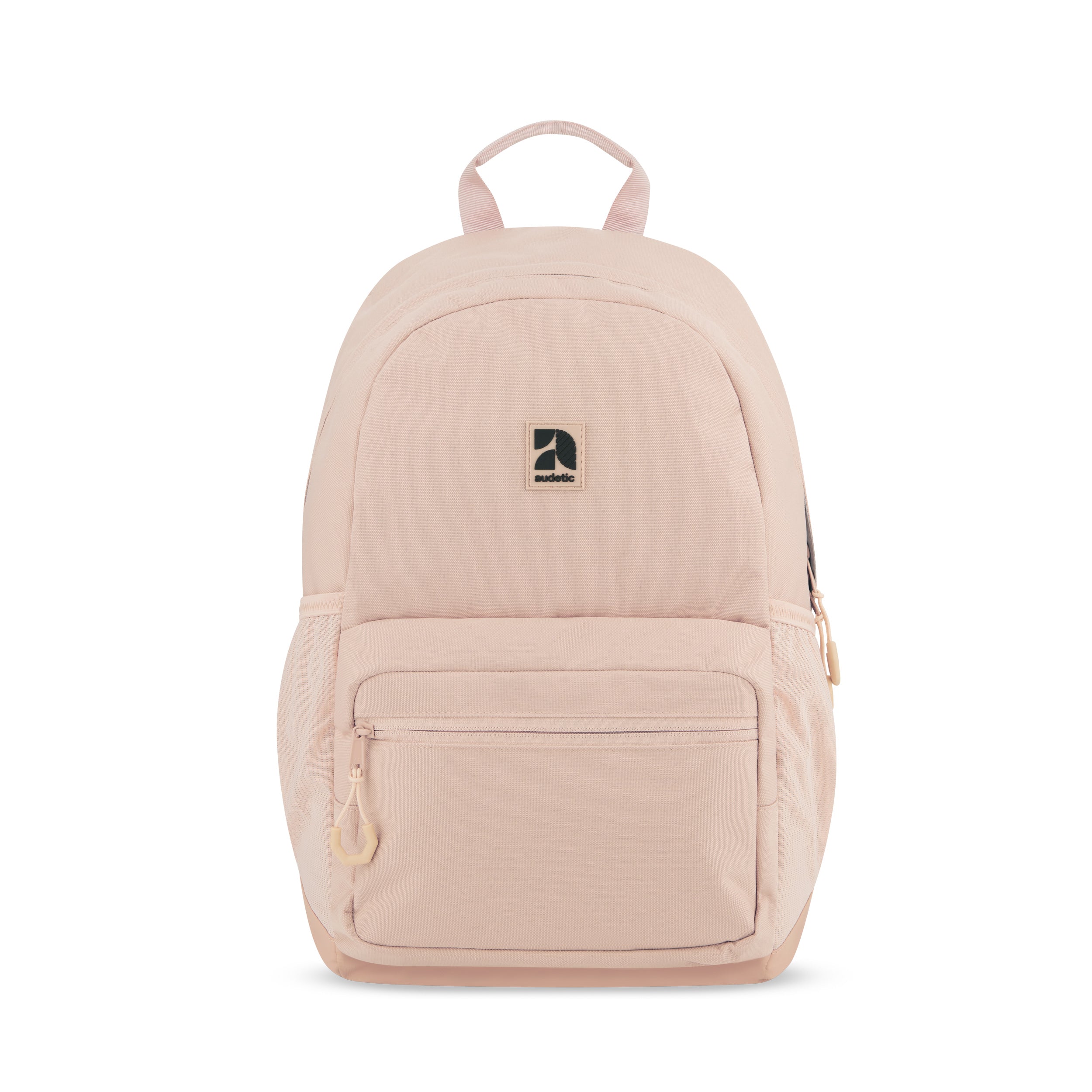 Rosa Schulrucksack FLEX von audetic mit Fronttasche und Seitennetzen