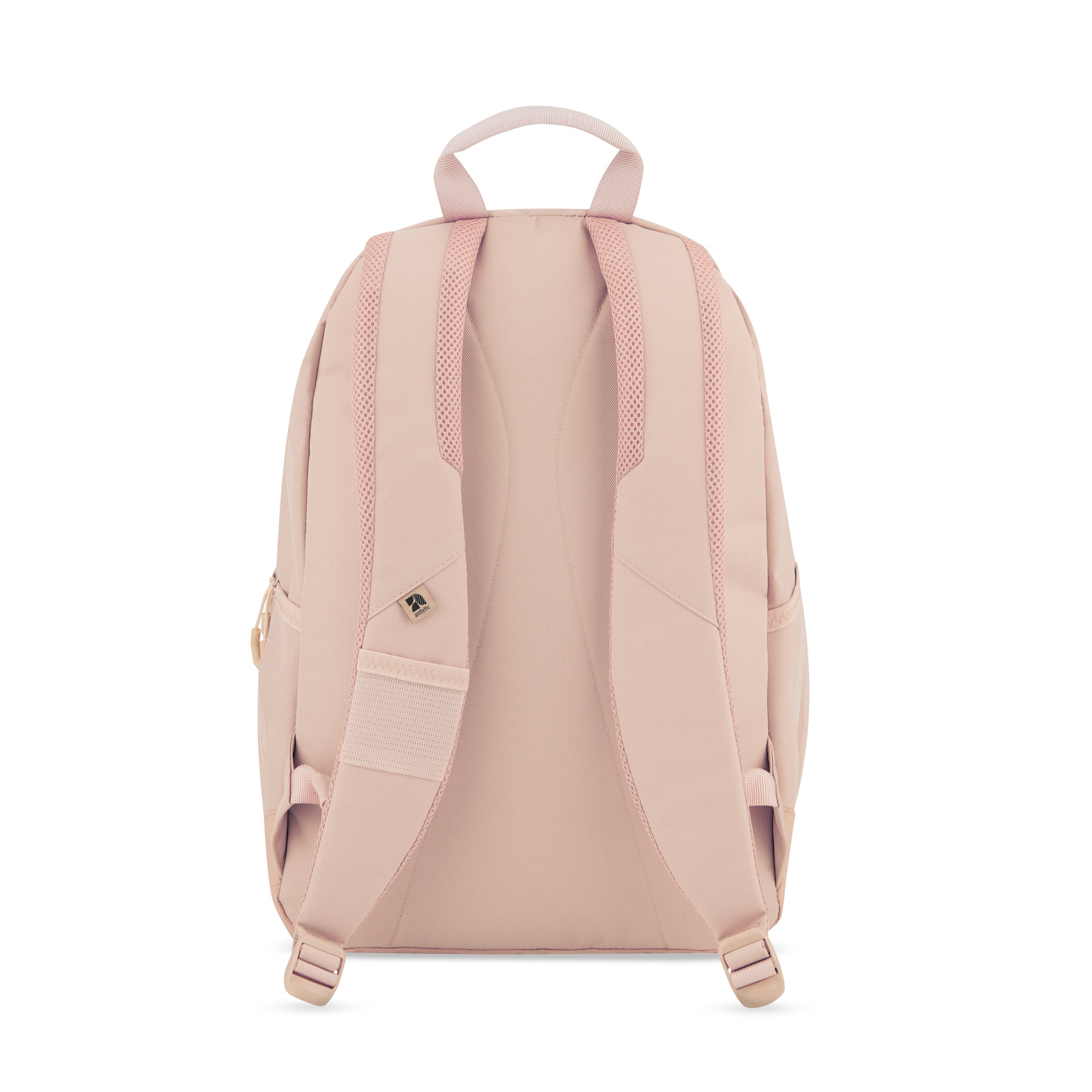 Rückansicht des rosa Schulrucksacks FLEX mit gepolsterten Schultergurten und Trageschlaufe