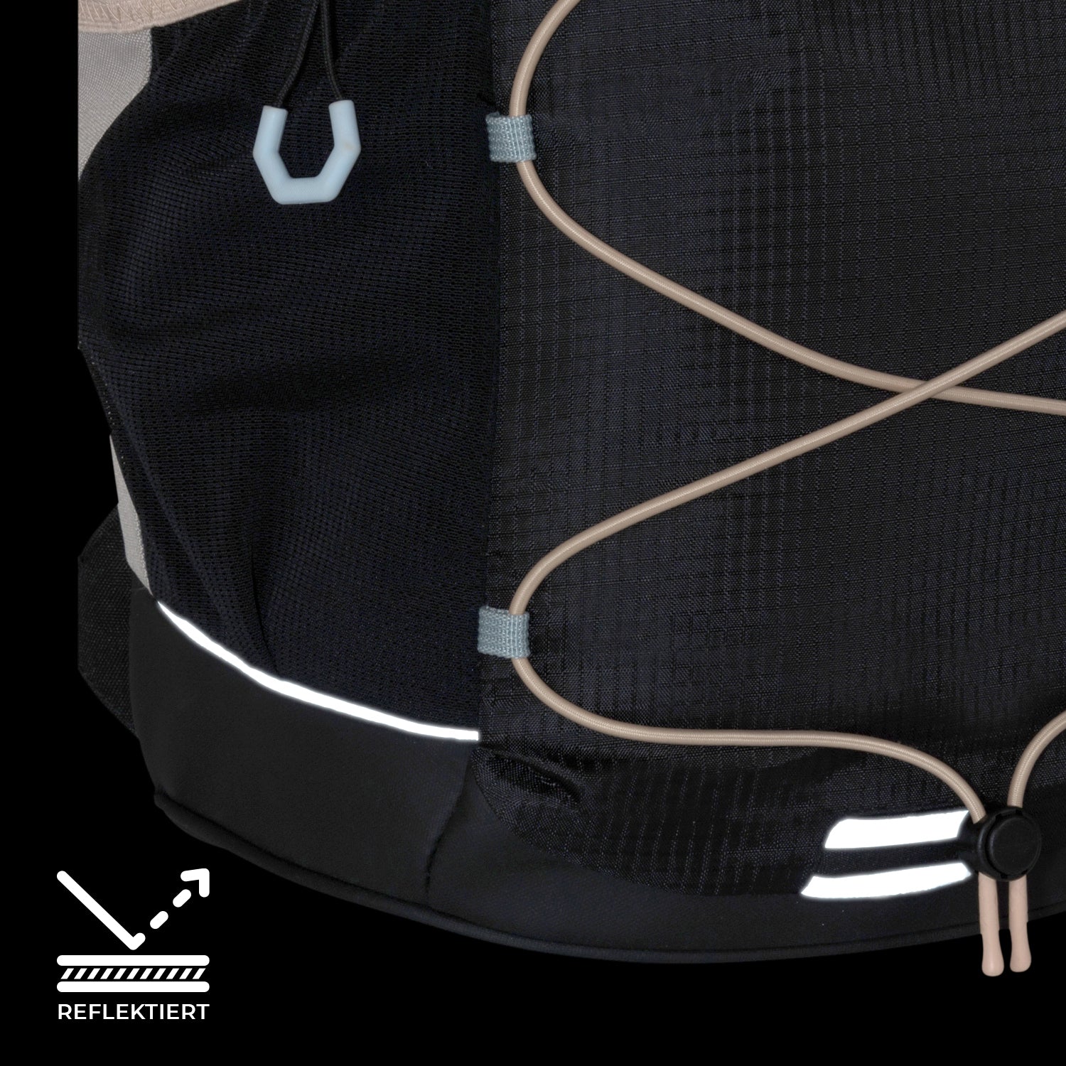 Schulrucksack AERO in schwarz mit rosa Details und reflektierenden Elementen