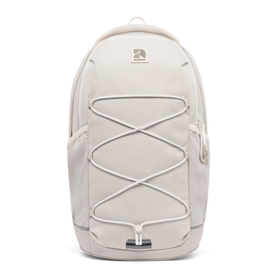 Schulrucksack AERO in sandfarben mit elastischem Kreuzgurt und seitlichen Netztaschen