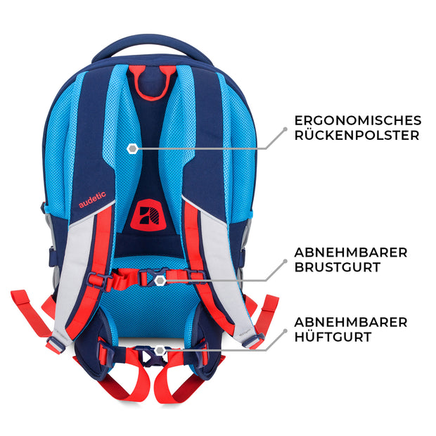 Ergonomischer Rucksack mit Hüftgurt für Schule, Freizeit & Wandern